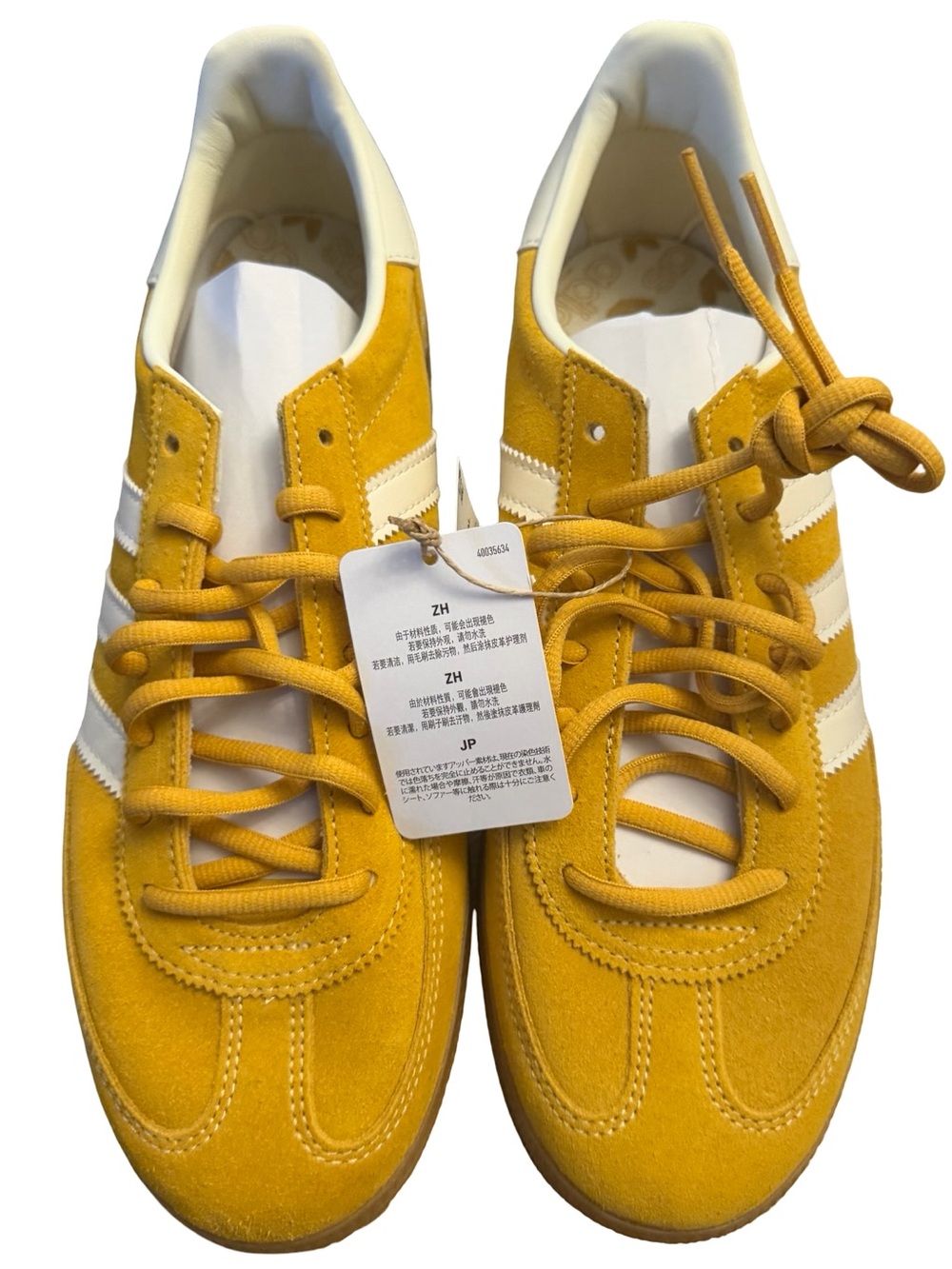 adidas Men’s Suede Sneakers in Mustard Yellow with White Stripes